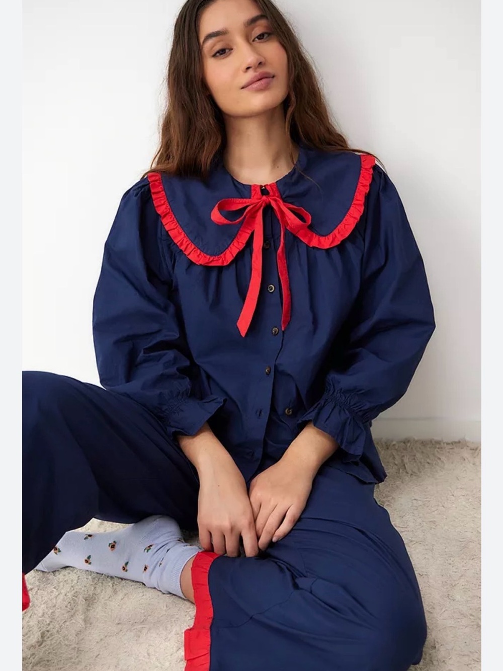 Damson Madder Navy and Red PJ set